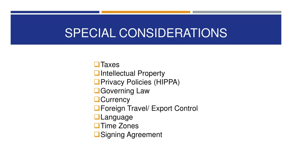 special considerations