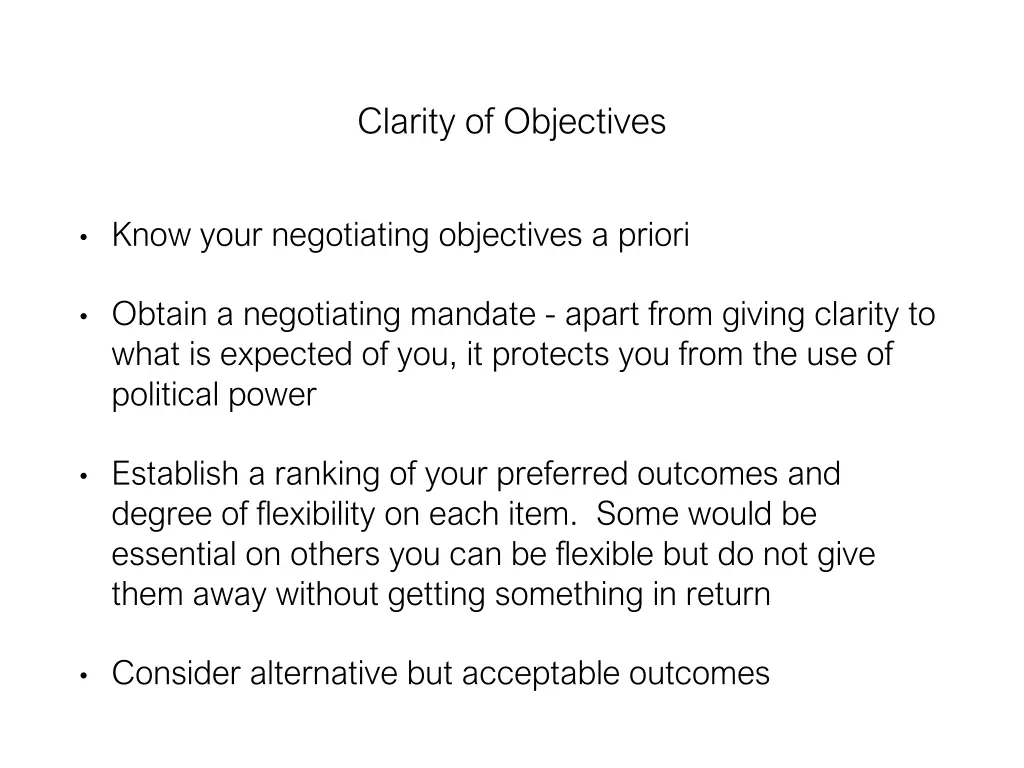 clarity of objectives