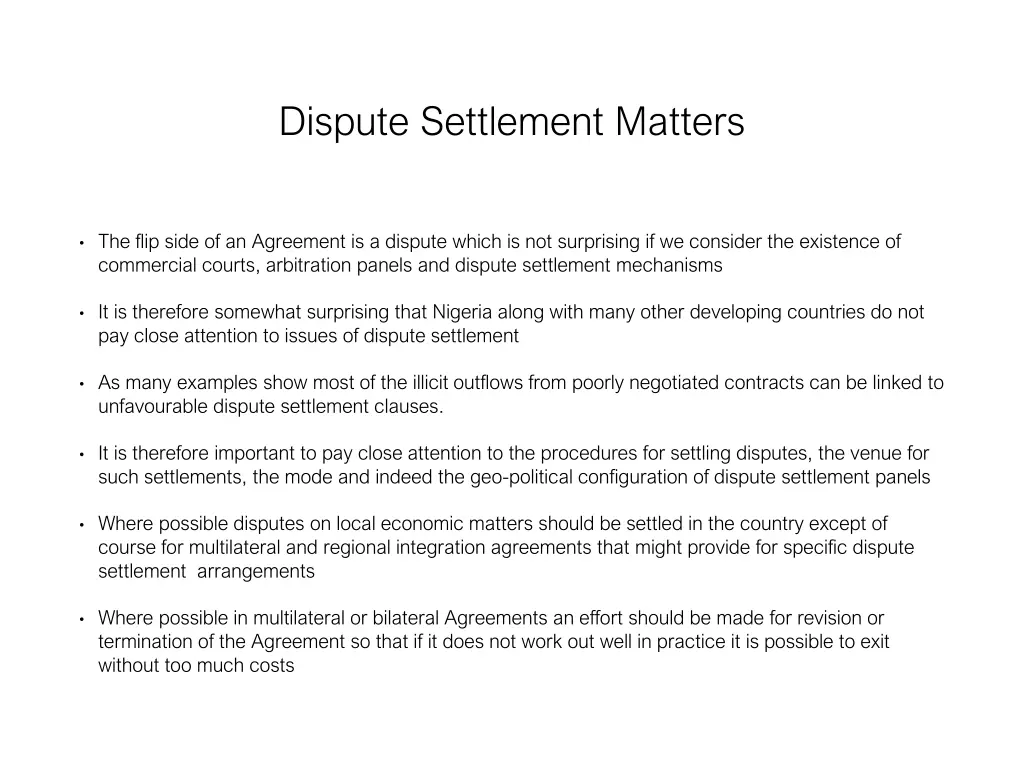 dispute settlement matters