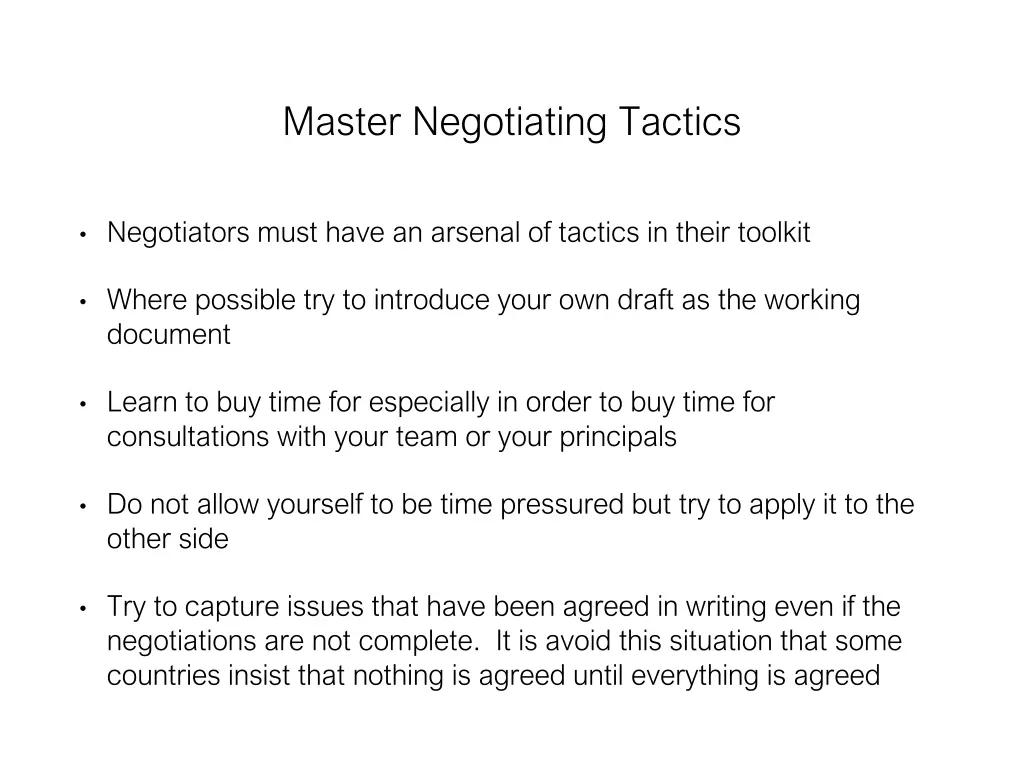 master negotiating tactics