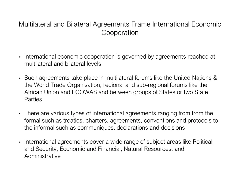 multilateral and bilateral agreements frame