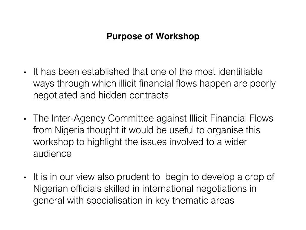 purpose of workshop