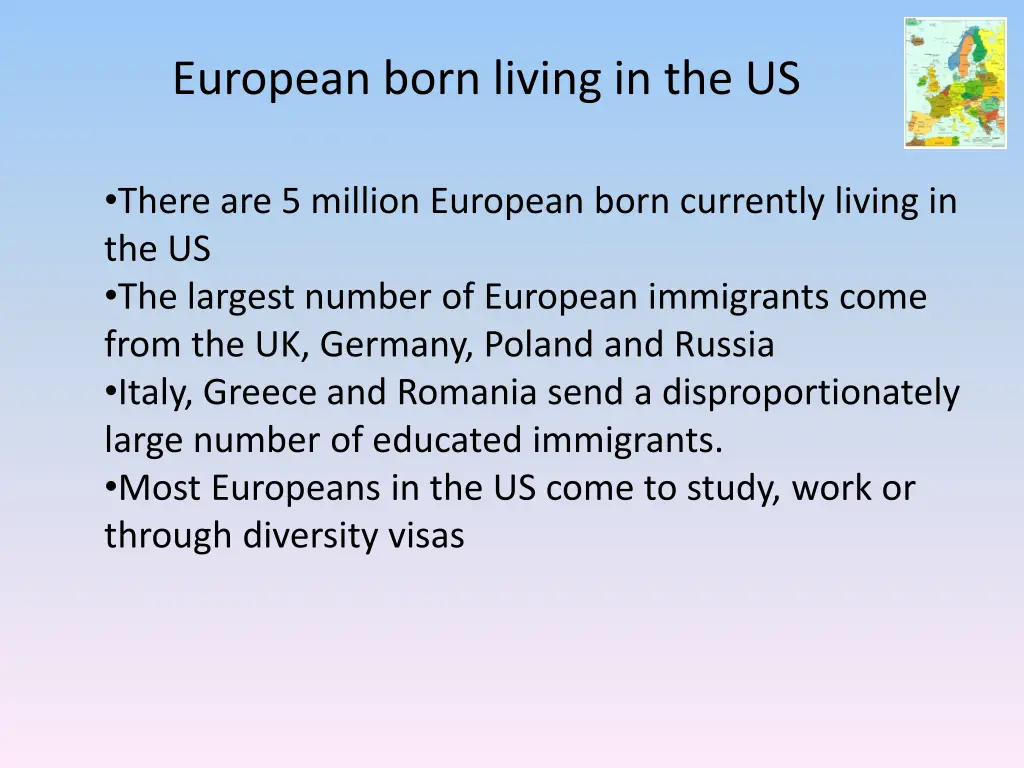 european born living in the us