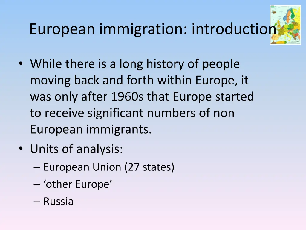 european immigration introduction