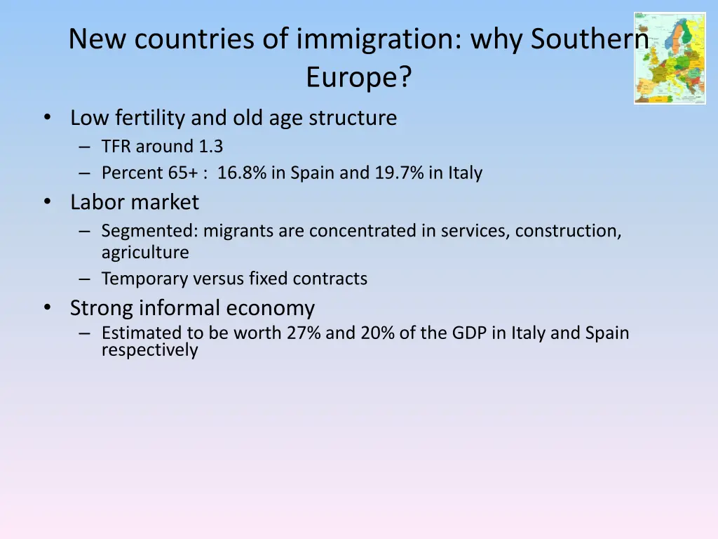 new countries of immigration why southern europe