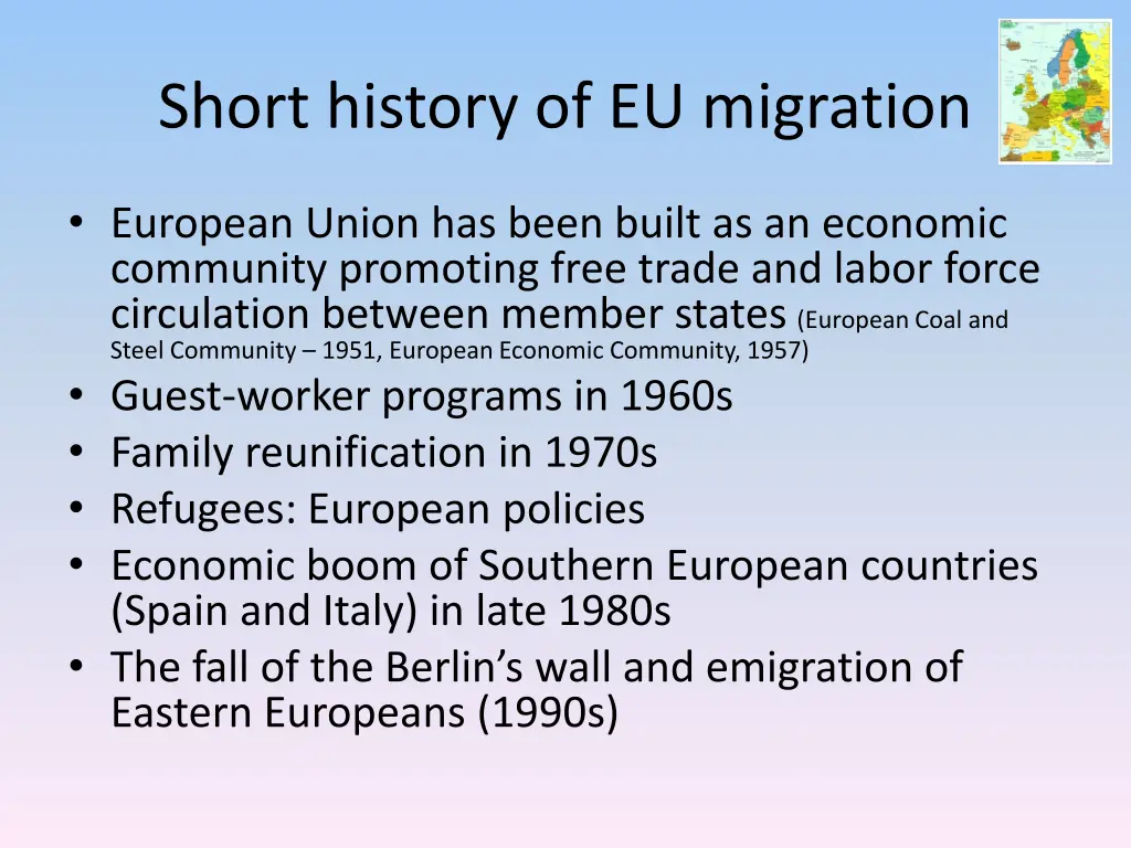 short history of eu migration