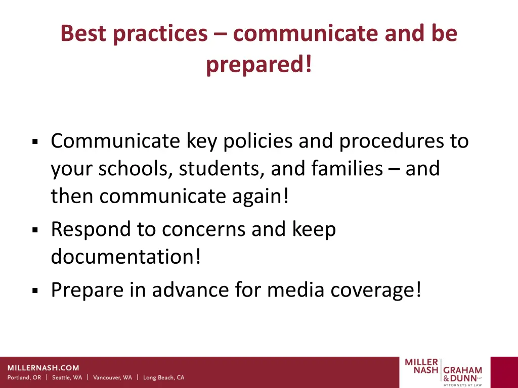 best practices communicate and be prepared
