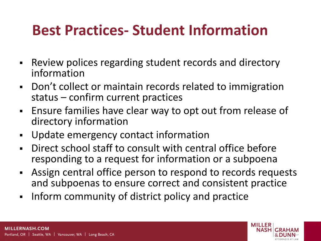 best practices student information