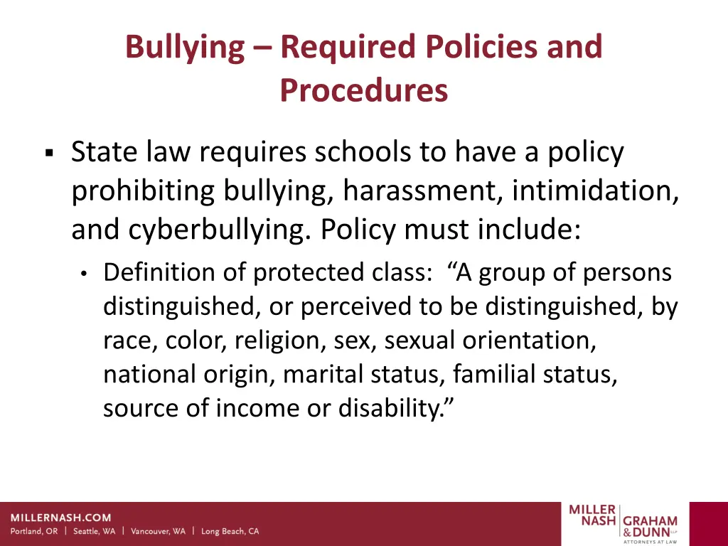 bullying required policies and procedures