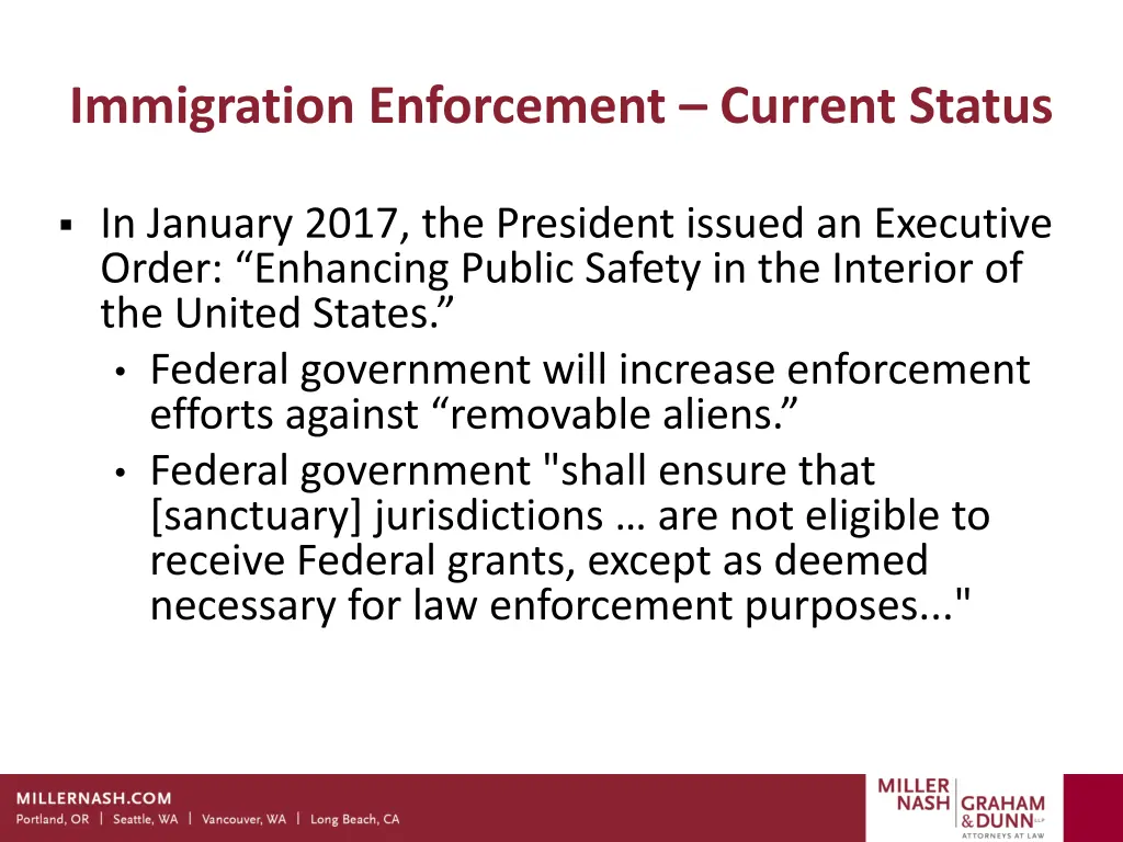 immigration enforcement current status