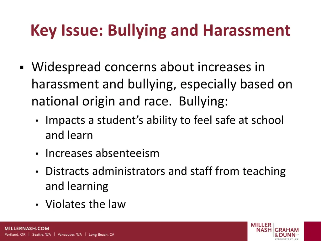 key issue bullying and harassment
