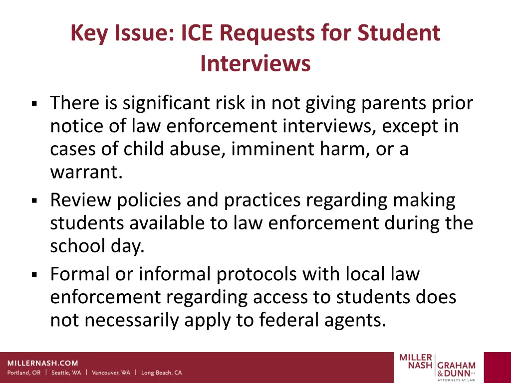 key issue ice requests for student interviews