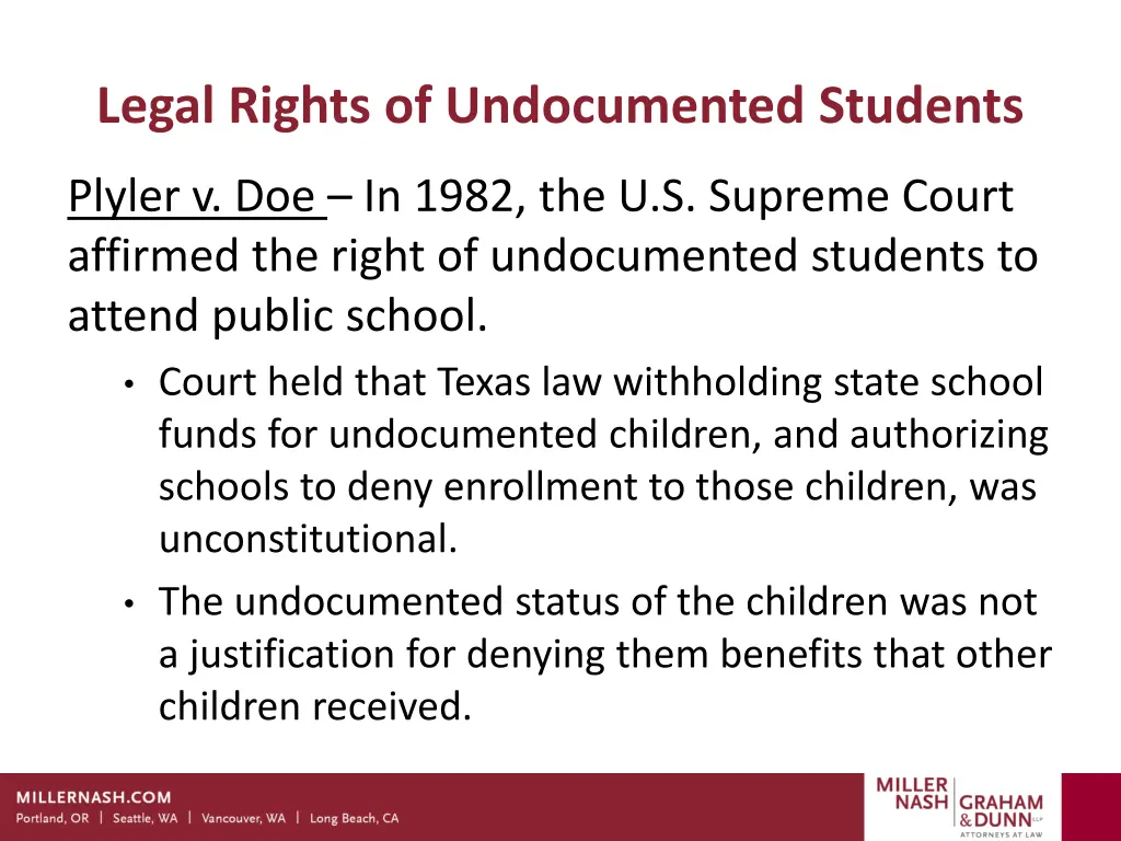 legal rights of undocumented students