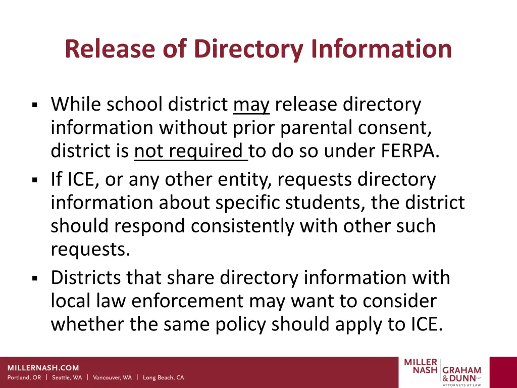 release of directory information
