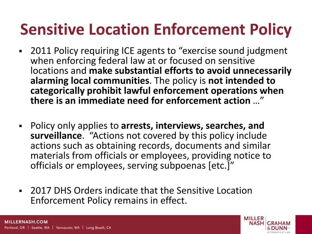 sensitive location enforcement policy