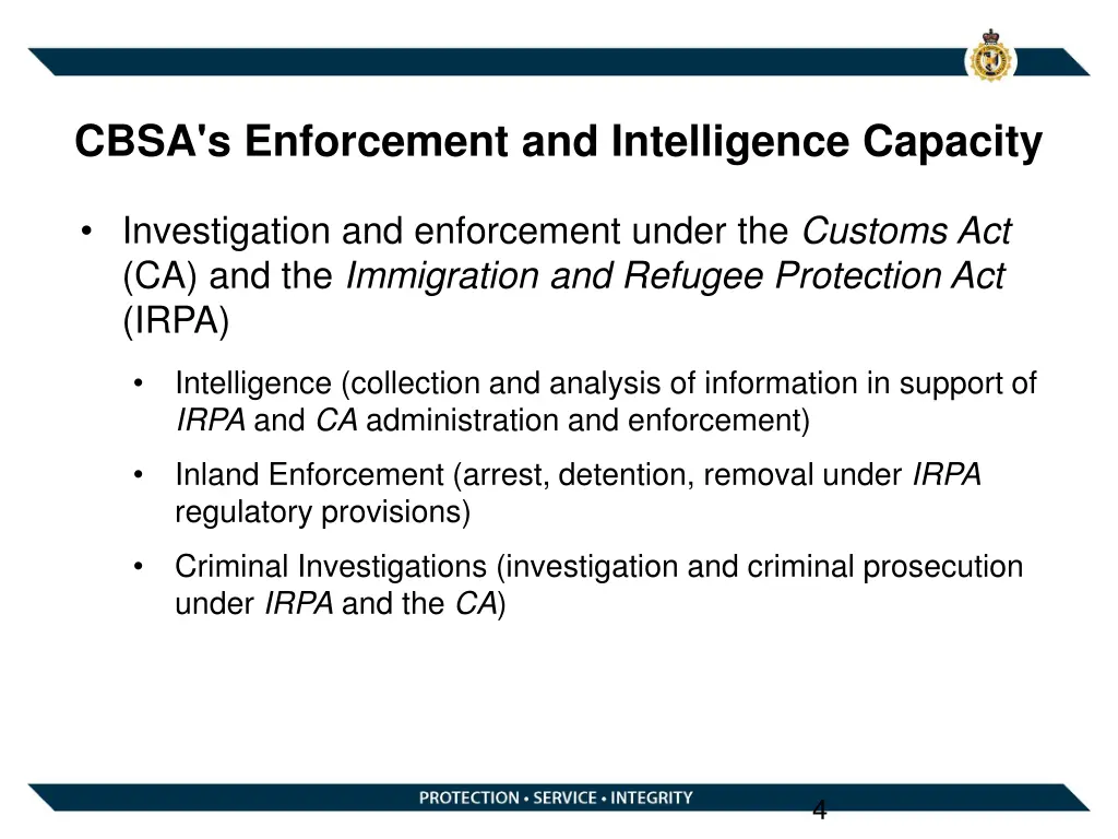 cbsa s enforcement and intelligence capacity