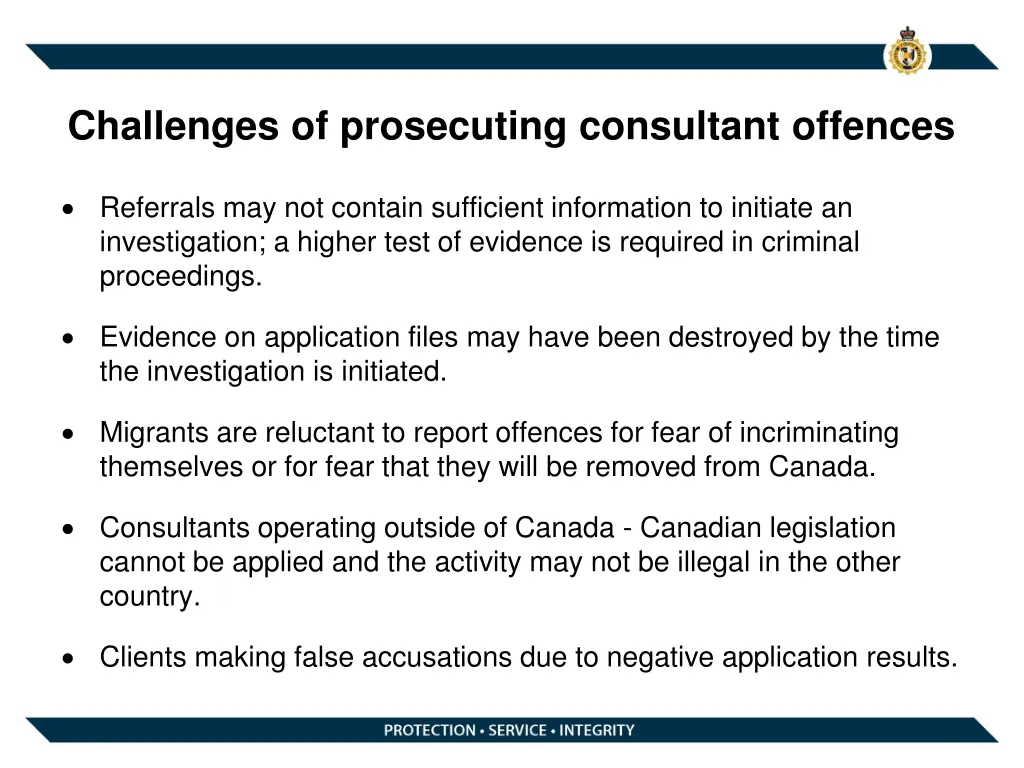 challenges of prosecuting consultant offences