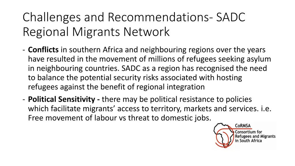 challenges and recommendations sadc regional 1