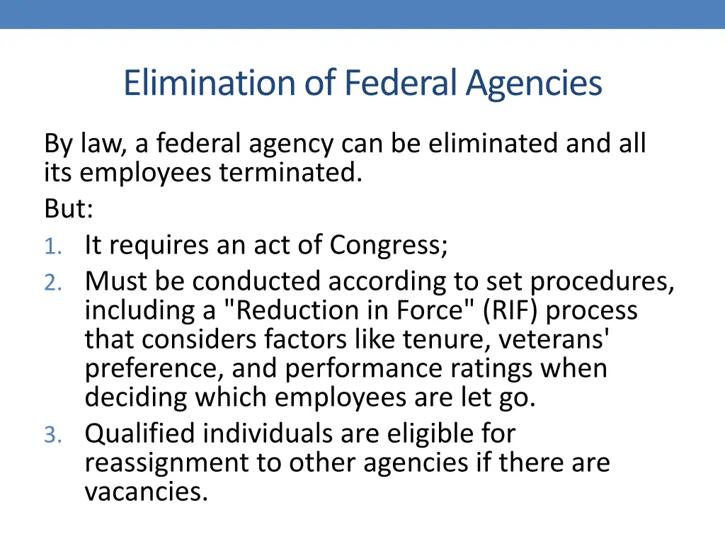 elimination of federal agencies
