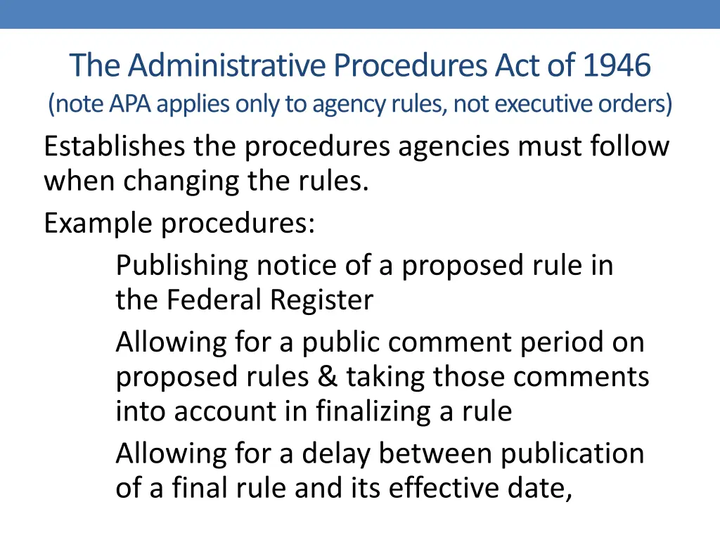the administrative procedures act of 1946 note