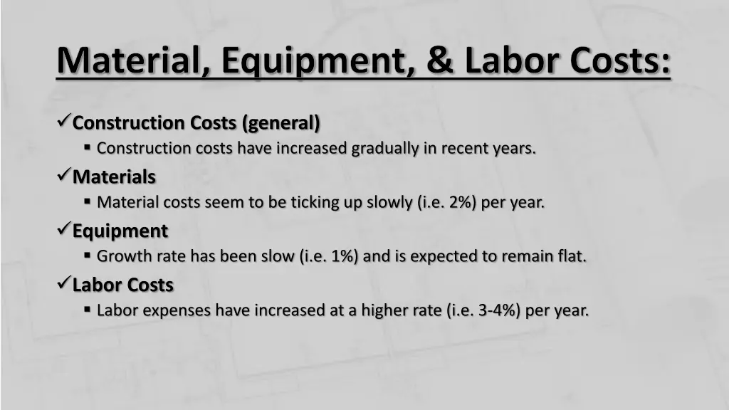 material equipment labor costs