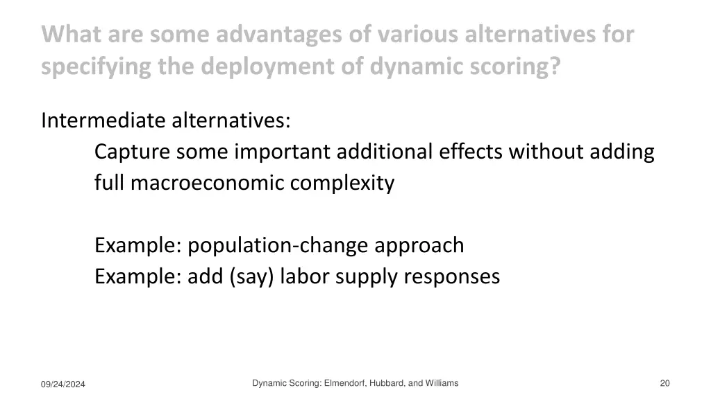 what are some advantages of various alternatives 1