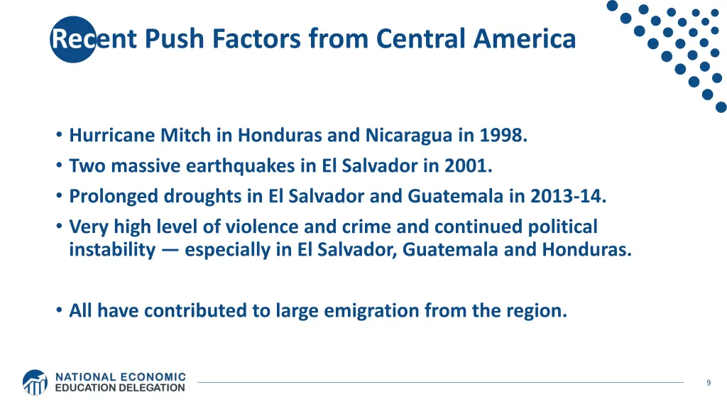 recent push factors from central america