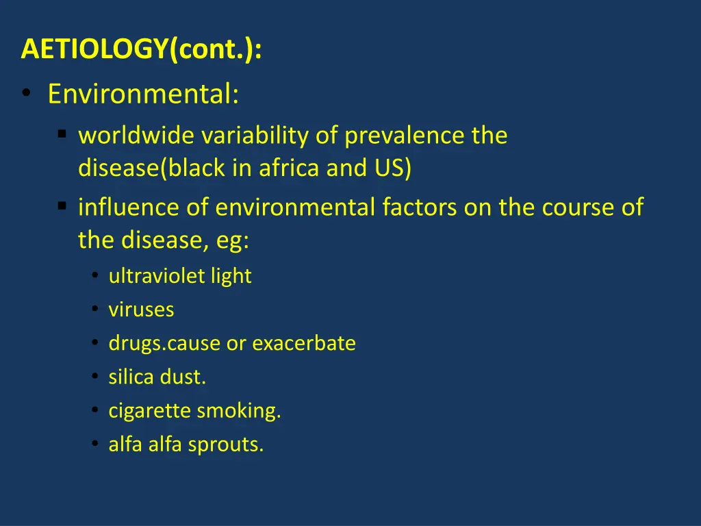 aetiology cont environmental worldwide