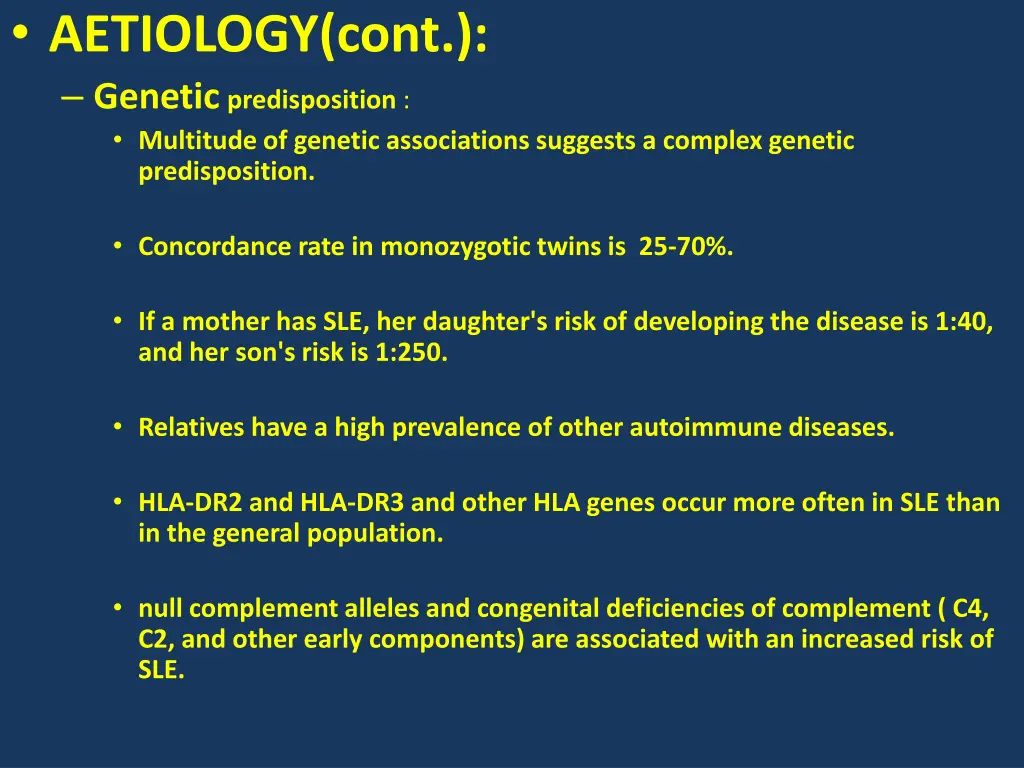 aetiology cont genetic predisposition multitude