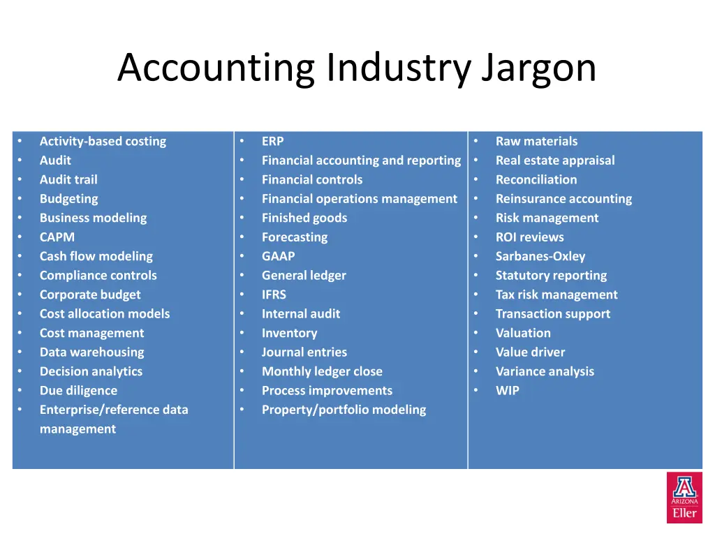 accounting industry jargon