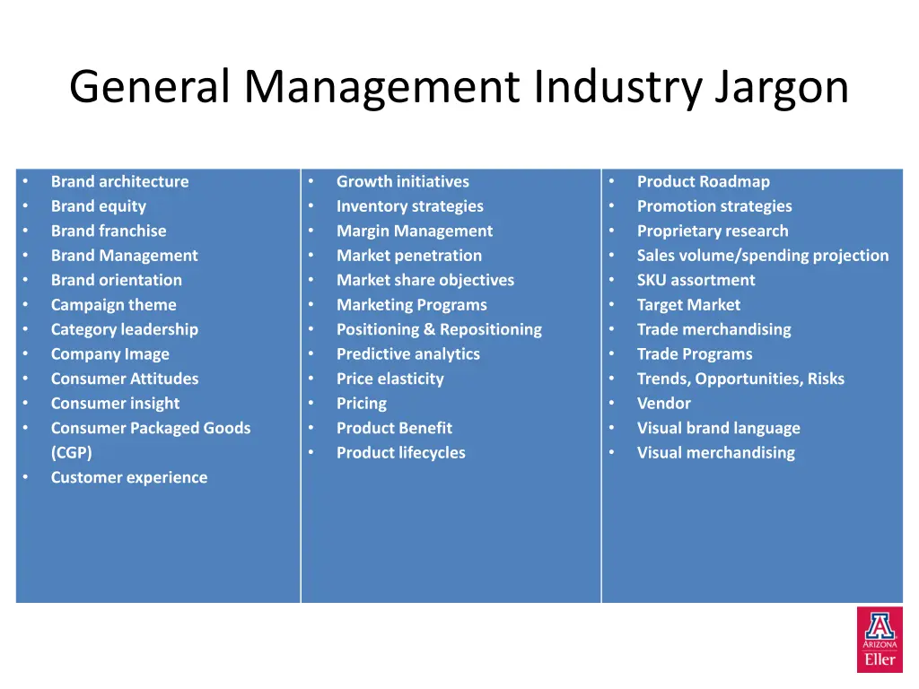 general management industry jargon 1