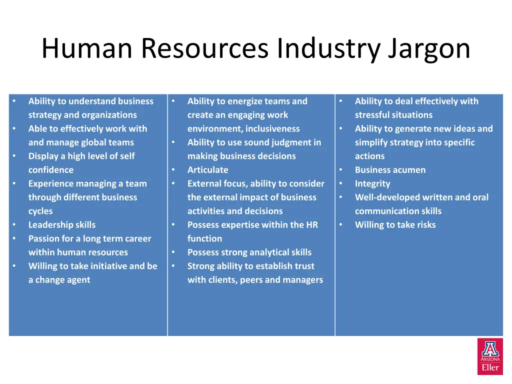 human resources industry jargon