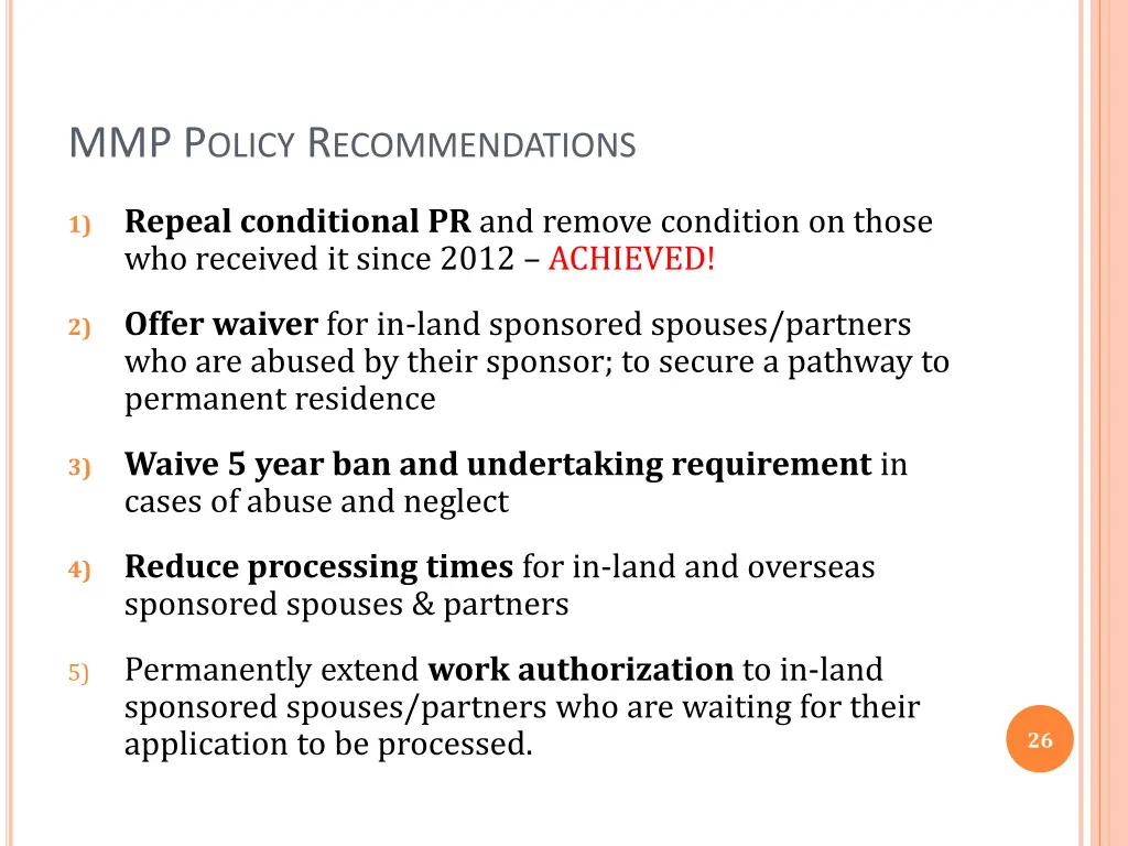 mmp p olicy r ecommendations