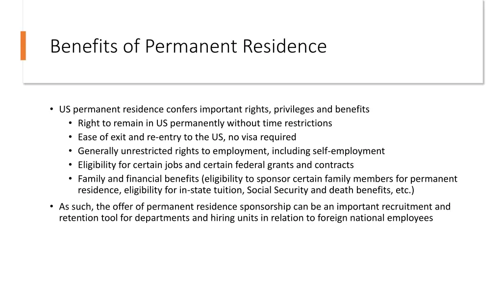 benefits of permanent residence