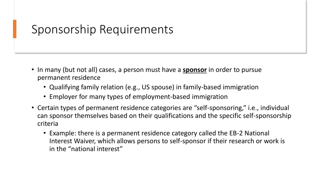 sponsorship requirements