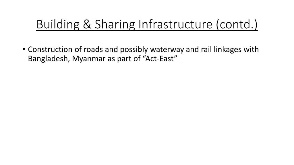 building sharing infrastructure contd