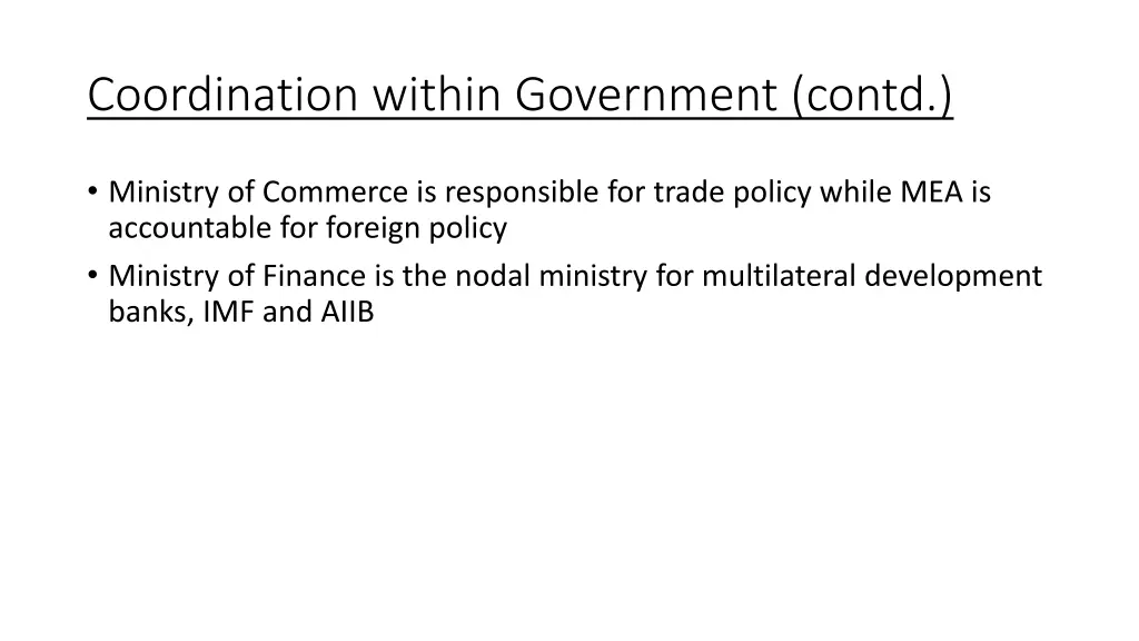 coordination within government contd 1