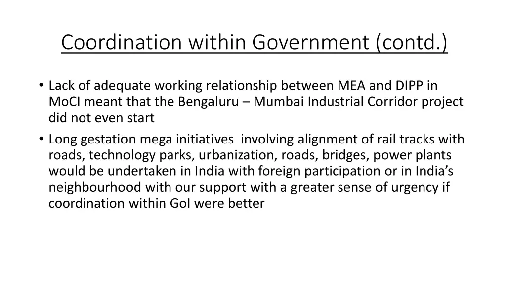 coordination within government contd