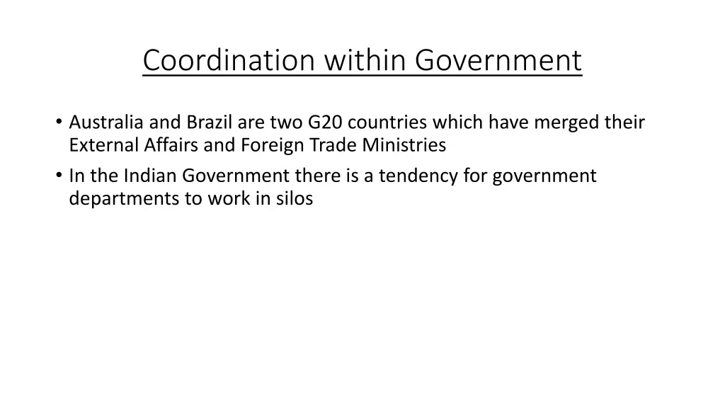 coordination within government