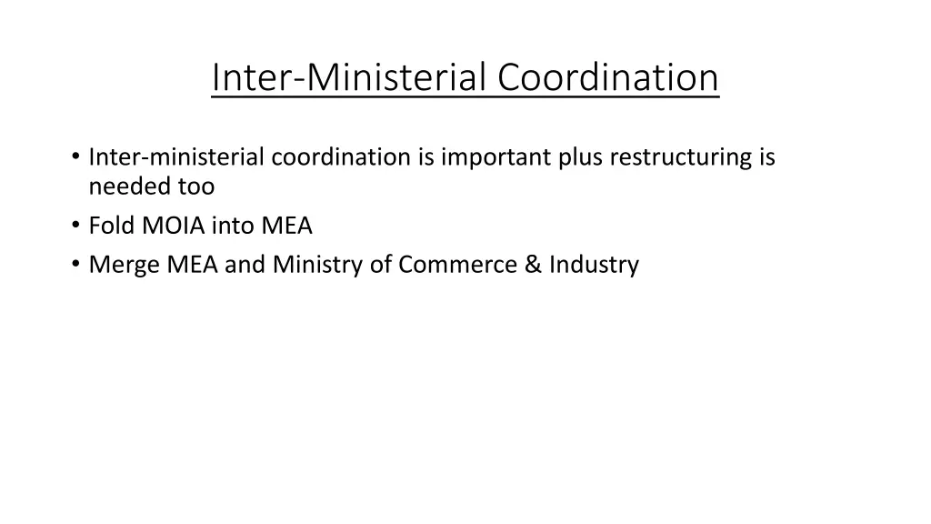 inter ministerial coordination