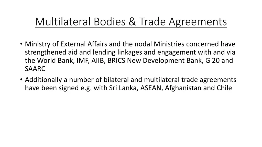 multilateral bodies trade agreements