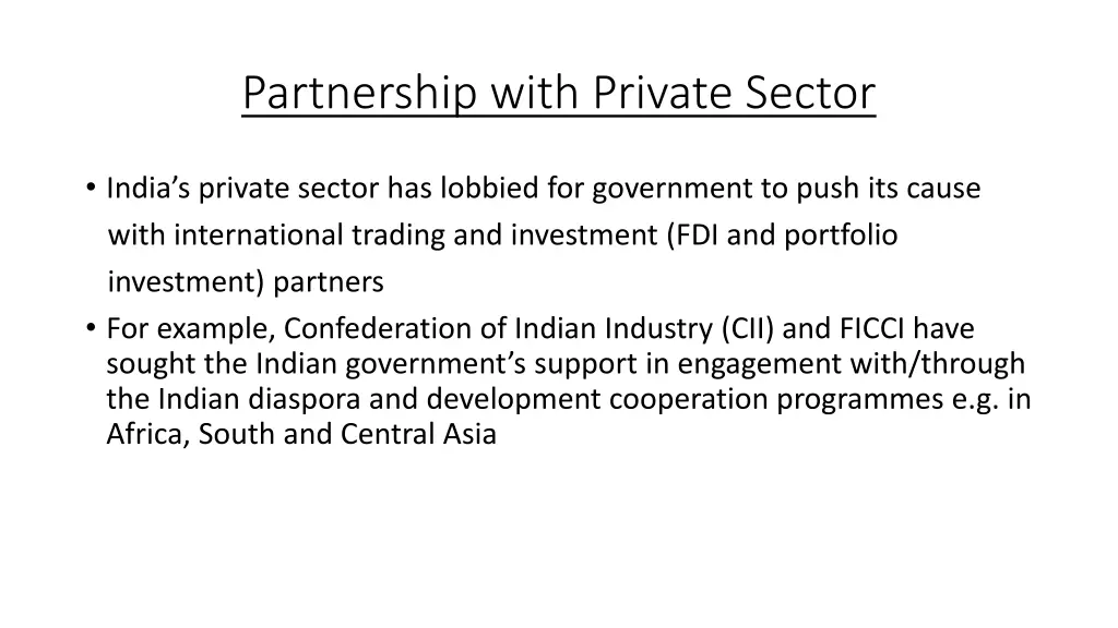 partnership with private sector