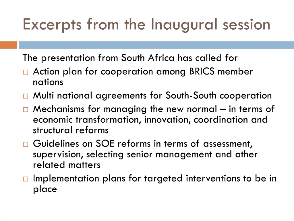 excerpts from the inaugural session 1
