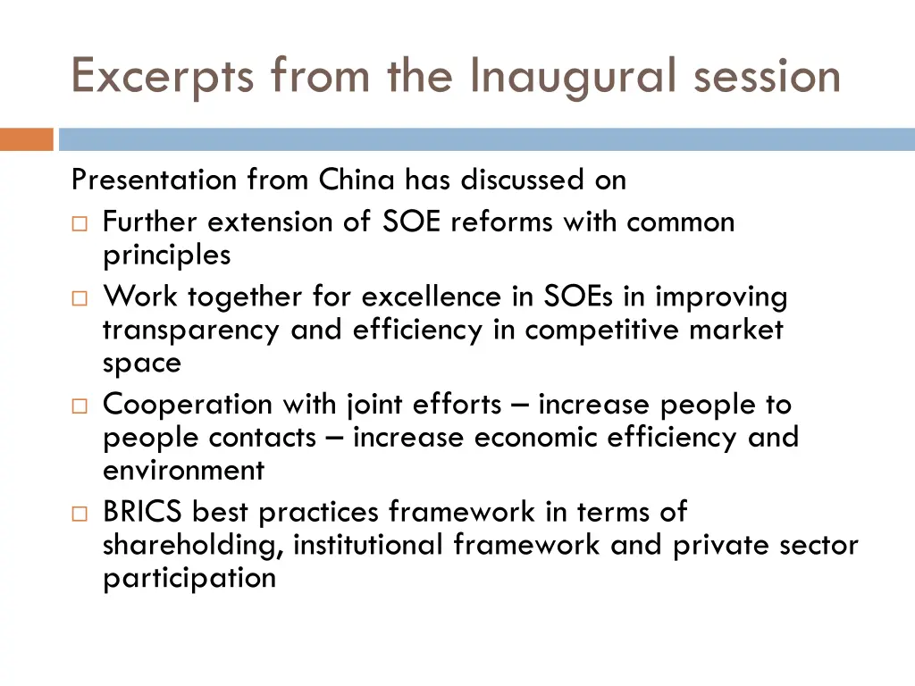 excerpts from the inaugural session 2