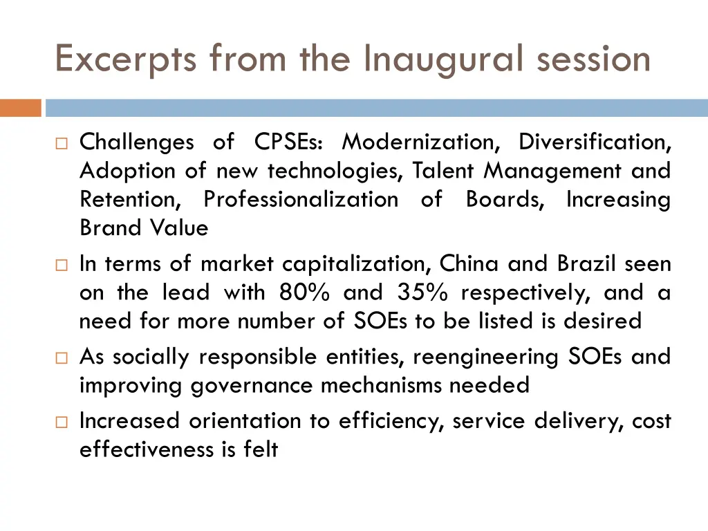 excerpts from the inaugural session