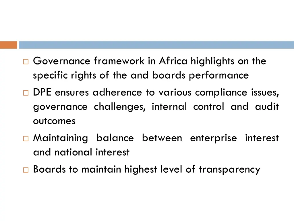 governance framework in africa highlights
