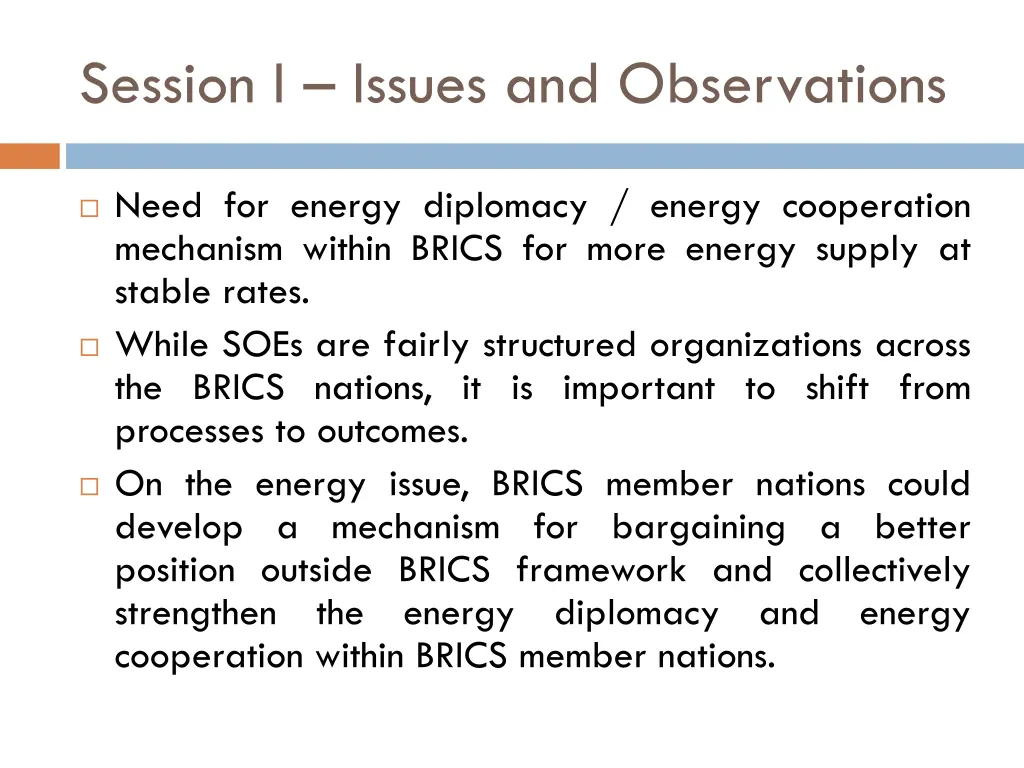 session i issues and observations 1