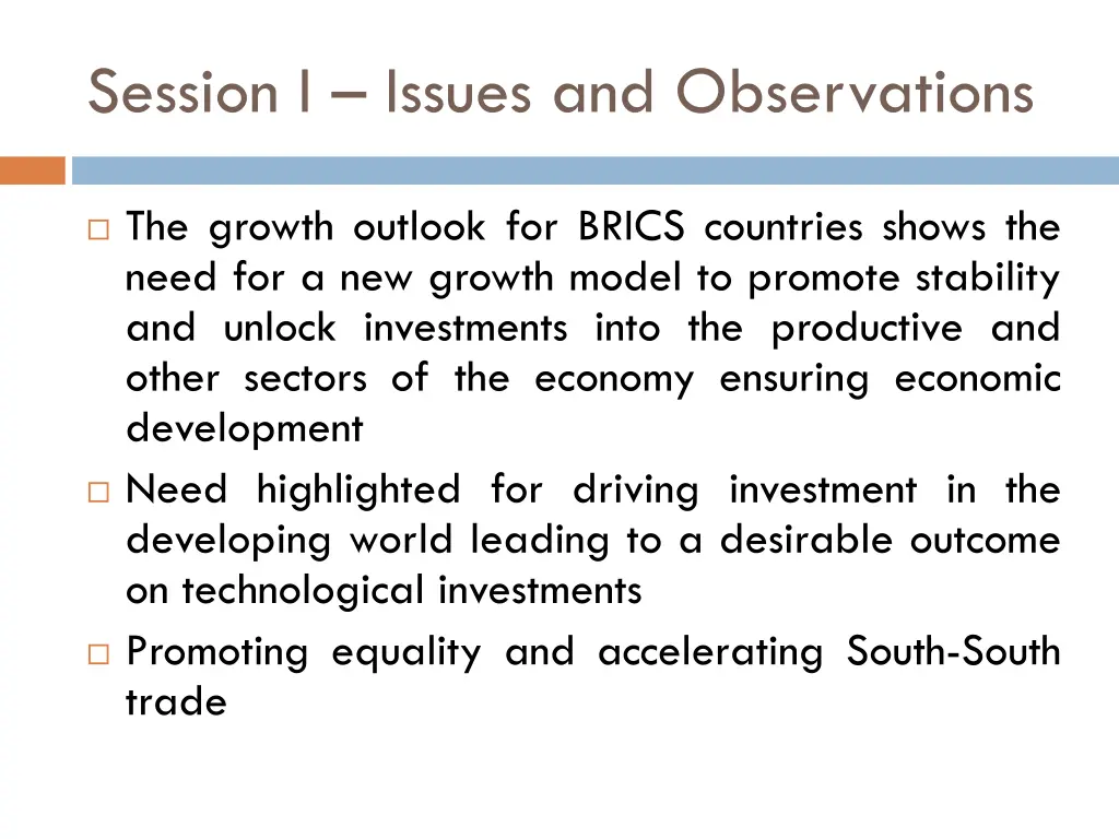 session i issues and observations