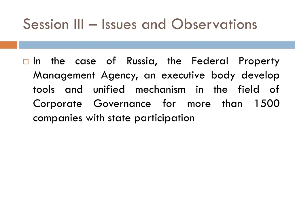 session iii issues and observations 3