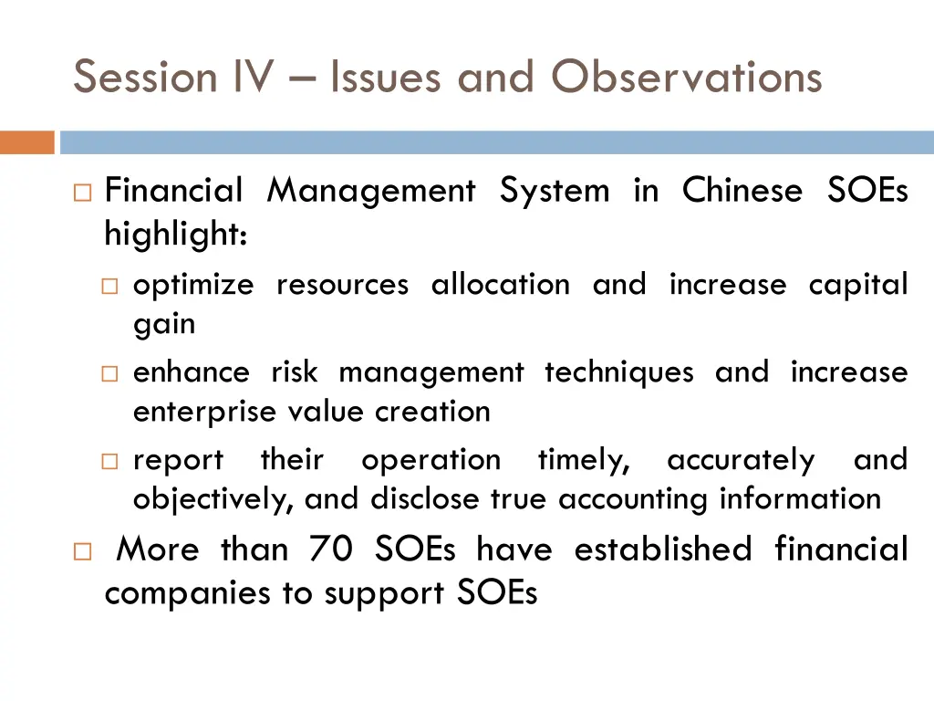 session iv issues and observations